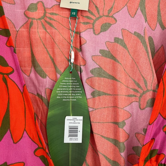Farm Rio Copacabana pink kimono coverup XS NWT - Picture 9 of 10